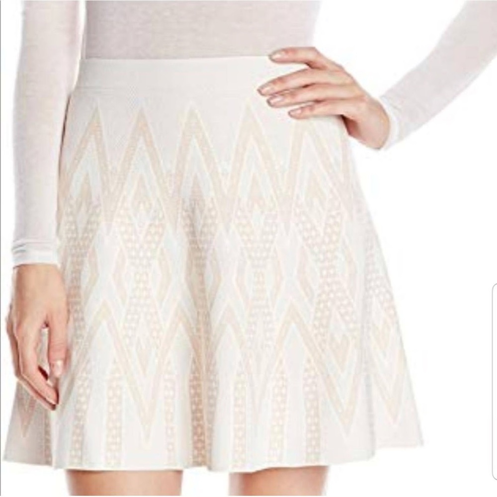 BCBGMaxAzria Cream Chevron Print Skater Skirt NWOTs